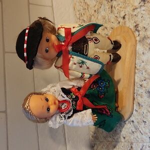 Vintage Lalka w Stroju Polish Dolls with Stand